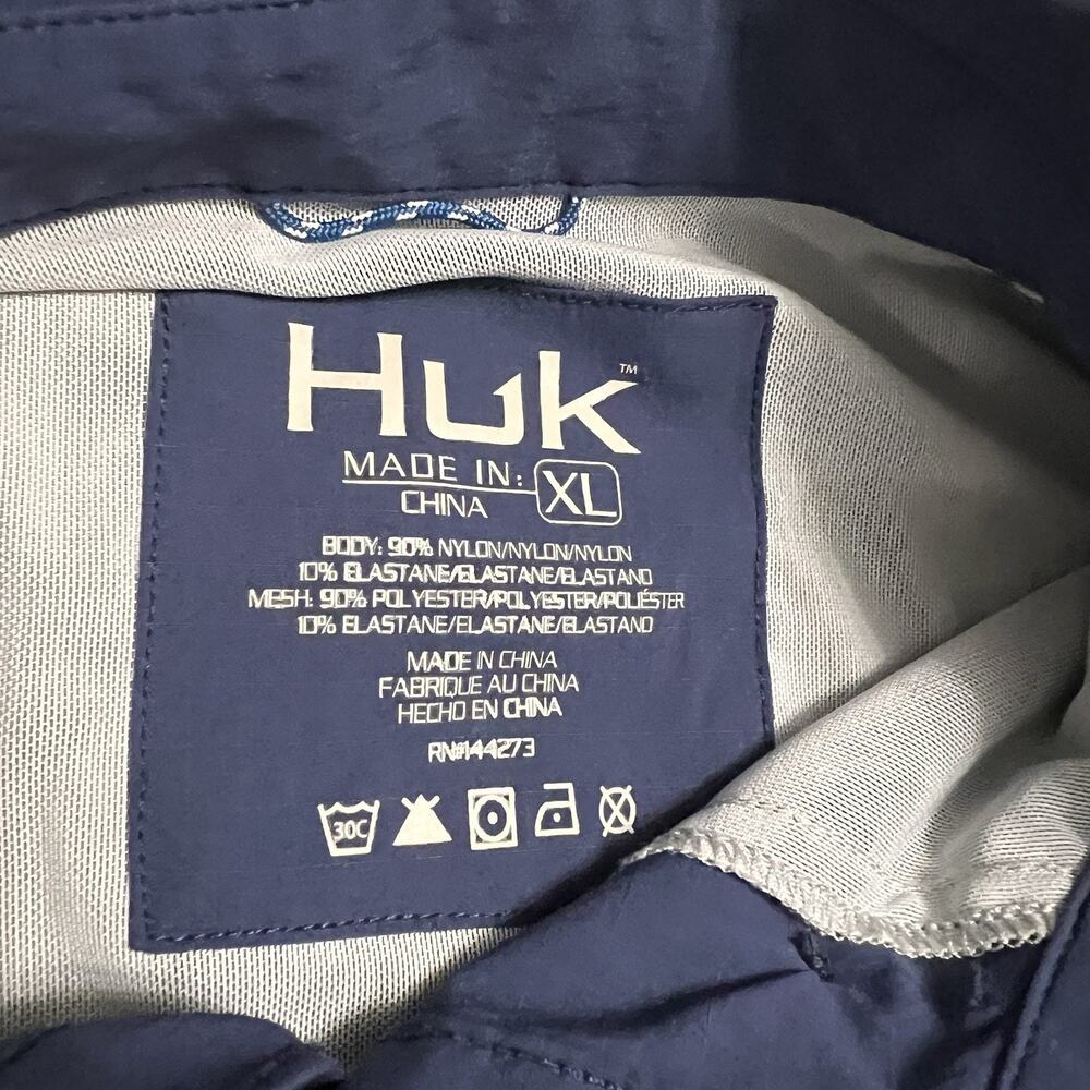 Huk Creekbed Back Draft LS Men's Shirt Naval Academy XL - Picture 4 of 6